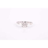 A solitaire diamond ring, set with a round brilliant-cut diamond of approximately 1.51 carats,