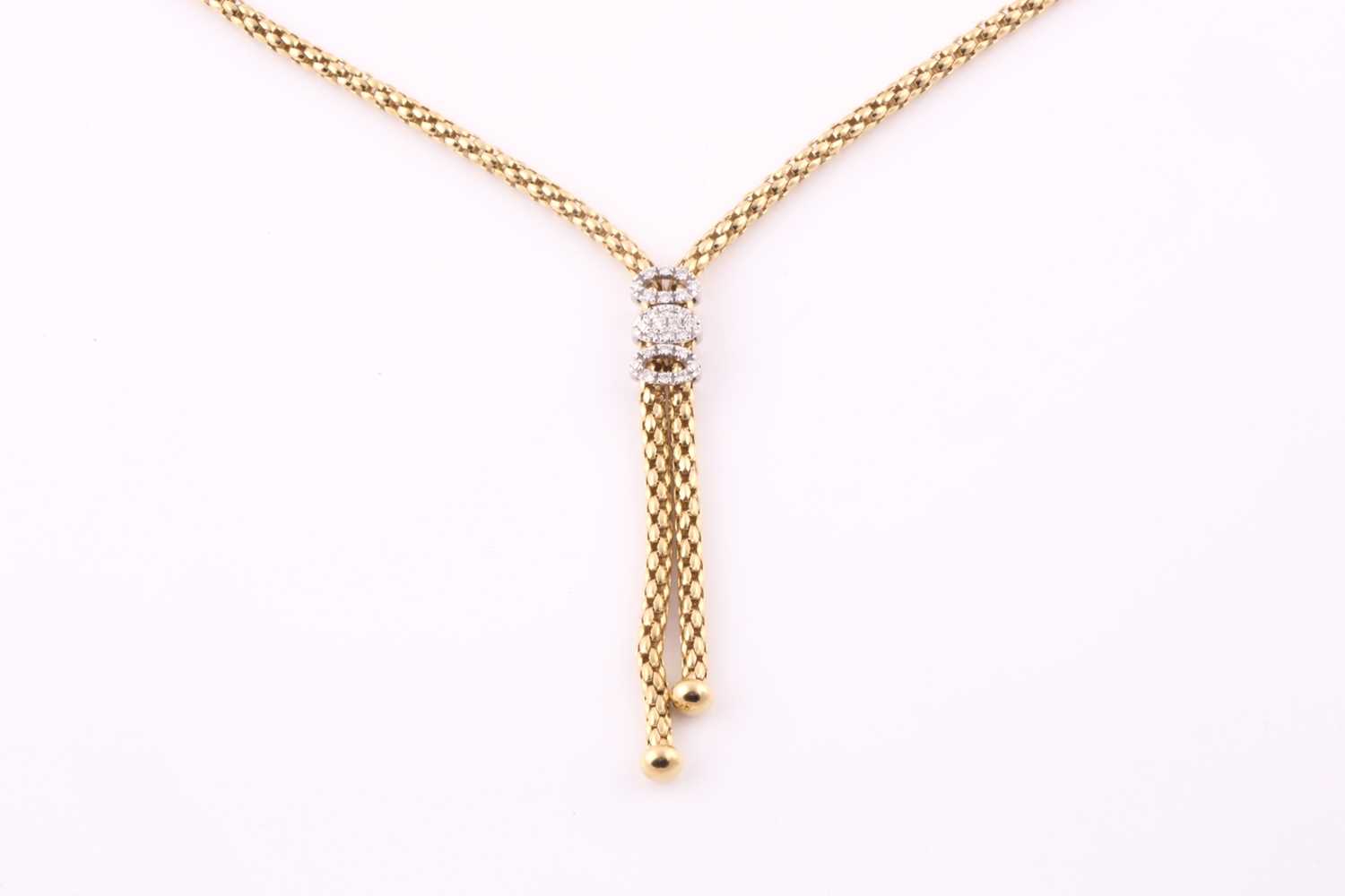 Fope, Italy. An 18ct yellow gold necklace, of fancy-link design, with central brilliant cut - Bild 2 aus 5