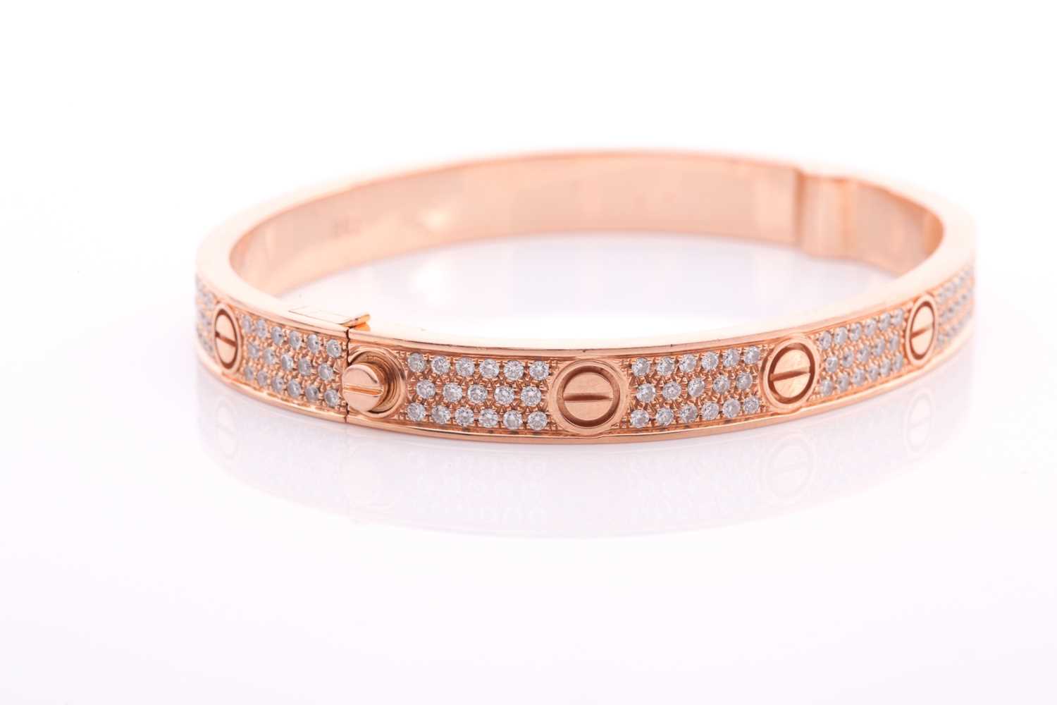 Cartier. A diamond set Love bangle; in 18 carat rose gold; set with 204 round brilliant cut - Bild 4 aus 7