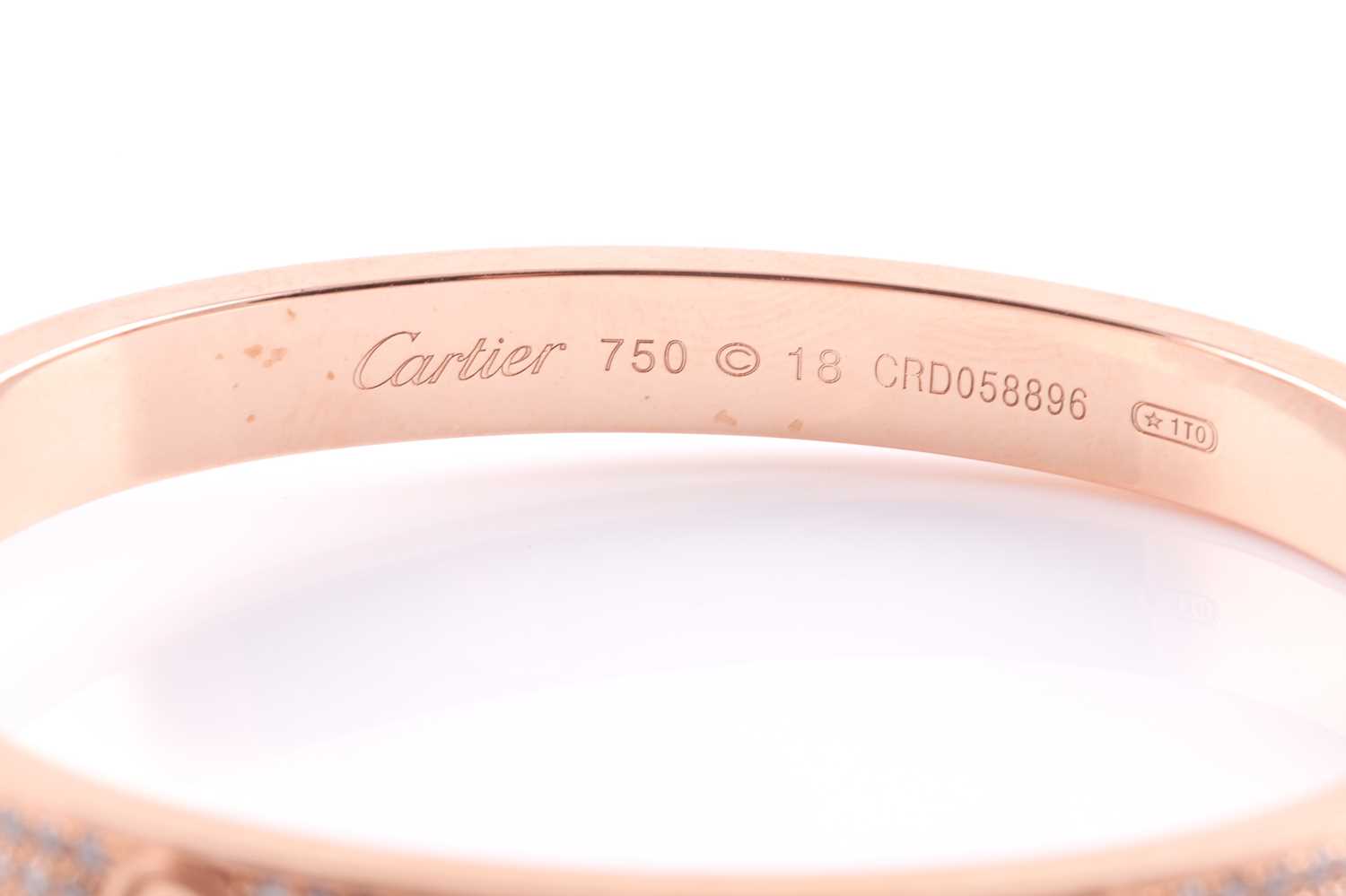 Cartier. A diamond set Love bangle; in 18 carat rose gold; set with 204 round brilliant cut - Bild 3 aus 7