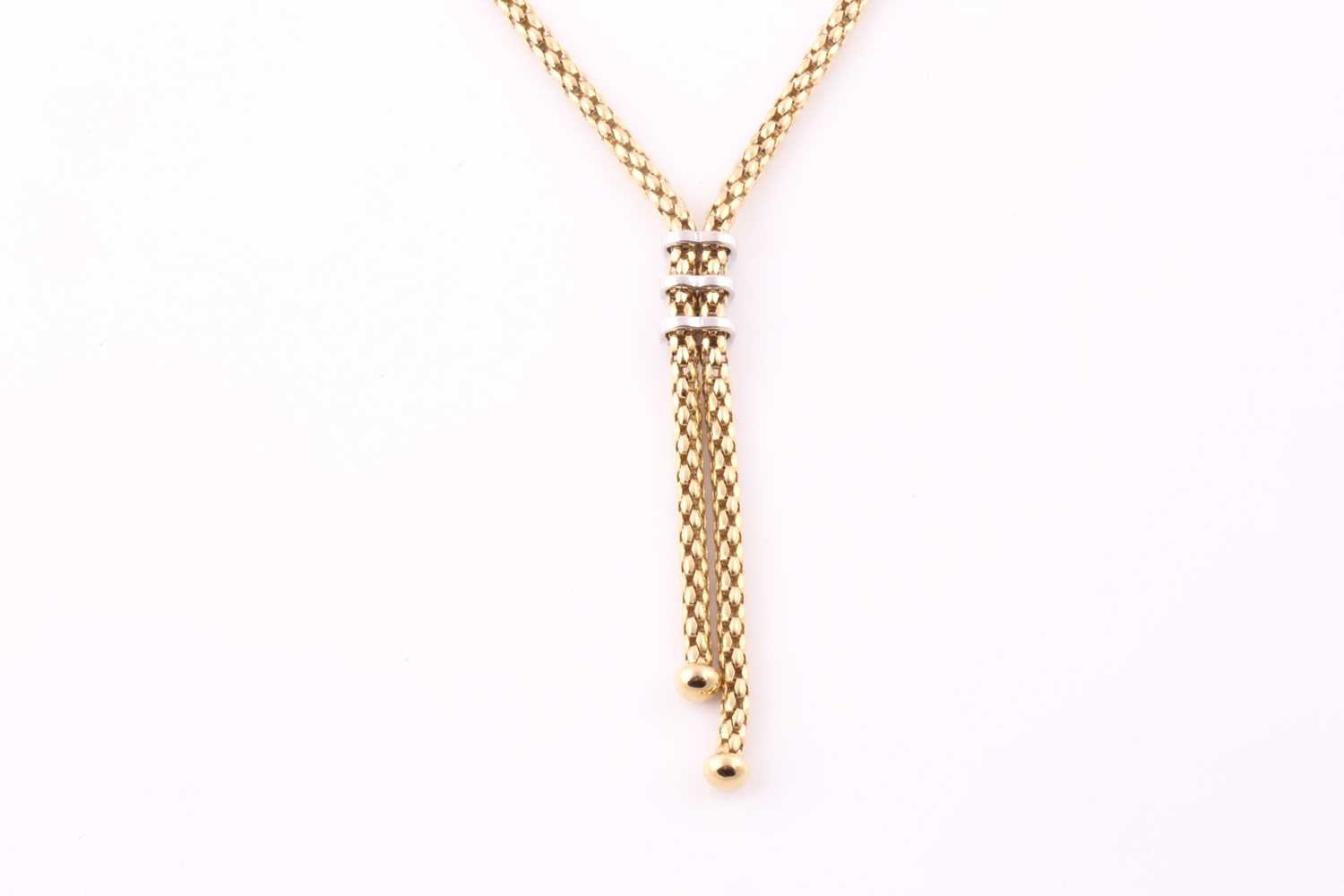 Fope, Italy. An 18ct yellow gold necklace, of fancy-link design, with central brilliant cut