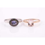 A 9ct yellow gold and morganite ring, set with a mixed oval-cut morganite, approximately 9 x 7 mm,