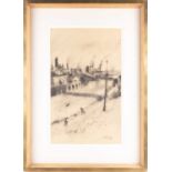 Harold Riley (b.1934) British, ‘View of the Irwell at Adelphi’, charcoal on paper, signed and