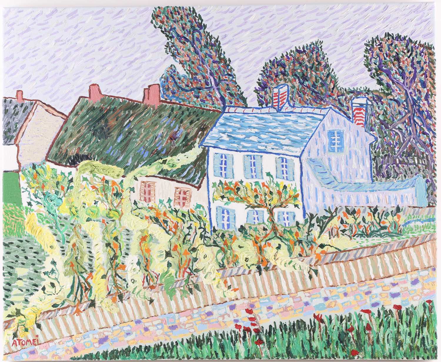 Iulian Atomei (contemporary), 'Vineyard Farmhouse at Saint-Maurice', 2020, oil on canvas, signed