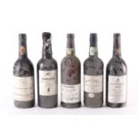 Five bottles of Vintage Port: Gould Campbell 1977, Taylor's '20 Years Old', Sandeman 1963,