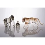 Two boxed Swarovski 'Endangered Wildlife' crystal figures, 'Tiger' and 'Gorillas'.Qty: 2Condition