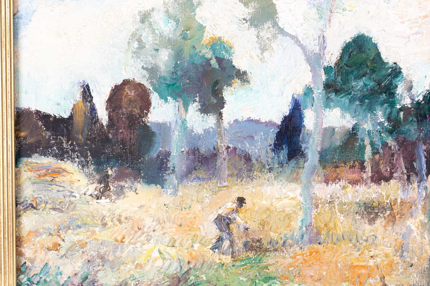 Ronald Ossory Dunlop RA (1894-1973) Irish, 'Working by the Tree', c.1966, oil on canvas, signed to - Image 2 of 4