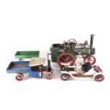 A boxed Mamod live steam roadster. Together with a boxed Mamod steam wagon, and a technical model of