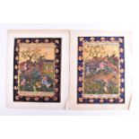 Indo/Persian school, 20th century, a pair of illuminated book pages, each depicting Persian