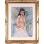 Tom Keating (1917-1984), pastel portrait of a female nude, signed to lower right corner, 51 cm x
