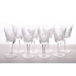 A set of eight Waterford crystal wine glasses, 14.3 cm high.