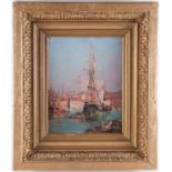 Francois Nardi (1861-1936) French, a harbour scene, oil on canvas, signed to lower right corner,