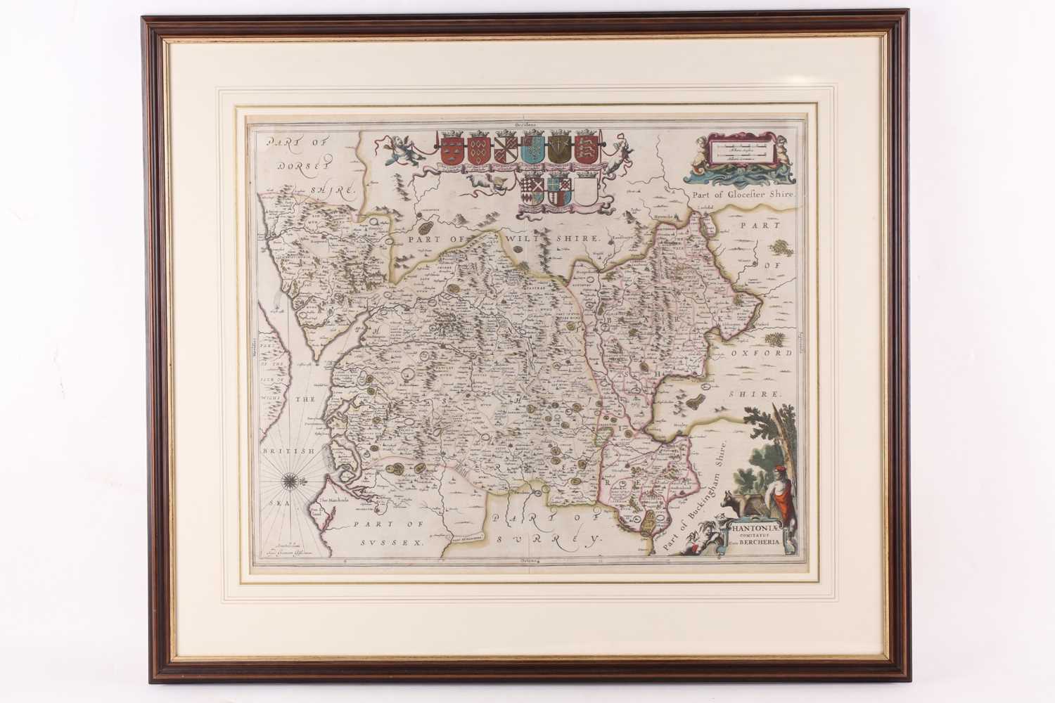 Jansson (Jan), a mid-17th Century hand-coloured map, 'Hantoniae Comitatus Cum Bercheria' (Map of - Image 5 of 5