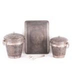 A graduated pair of two Persian silver ice buckets and covers, marked 'Vartan 84', with engraved