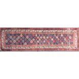 A late 19th century/ early 20th-century dark blue ground Caucasian possibly Gendje carpet runner.