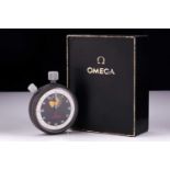 An Omega stopwatch, the 52mm black and white dial with Arabic numerals and sub-dial, signed,