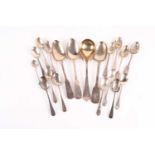 A collection of assorted silver spoons, various dates and makers, 15 ozt combined weight.