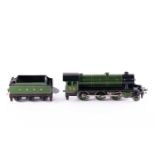 A Bassett-Lowke "O" GAUGE 2-6-0 LNER "Mogul" (12 volts DC) locomotive and corresponding tender,