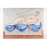 Marinela Marin (contemporary), 'Nu Allongé', a reclining life study of a female nude, oil on canvas,