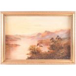 Francis E Jamieson (1895-1950) British, a Scottish Highland landscape at sunset, oil on canvas,
