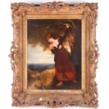 Attributed to Sir Charles Eastlake (1793-1865), study of a woman in a coastal landscape, oil on