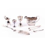 A group of Georgian and later silver items, comprising an Irish cream jug, Dublin 1835 by William