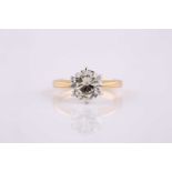 A solitaire diamond ring, set with a round brilliant-cut diamond of approximately 1.66 carats,