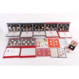 QEII proof sets, 1983 - 86, (2 x 84),1991 & 1995, a 1993 silver proof Piedfort £1, 1x 1967 & 1985