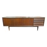 Richard Hornby probably for Heals of London, a 1960s afromosia teak sideboard with reeded drawers,