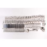 A matched suite of Continental Kings Pattern silver flatware, largely 800 standard, comprising two