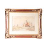 Thomas Bush Hardy (1842-1897), a coastal seascape with boats, watercolour, 32.5 cm x 50 cm framed