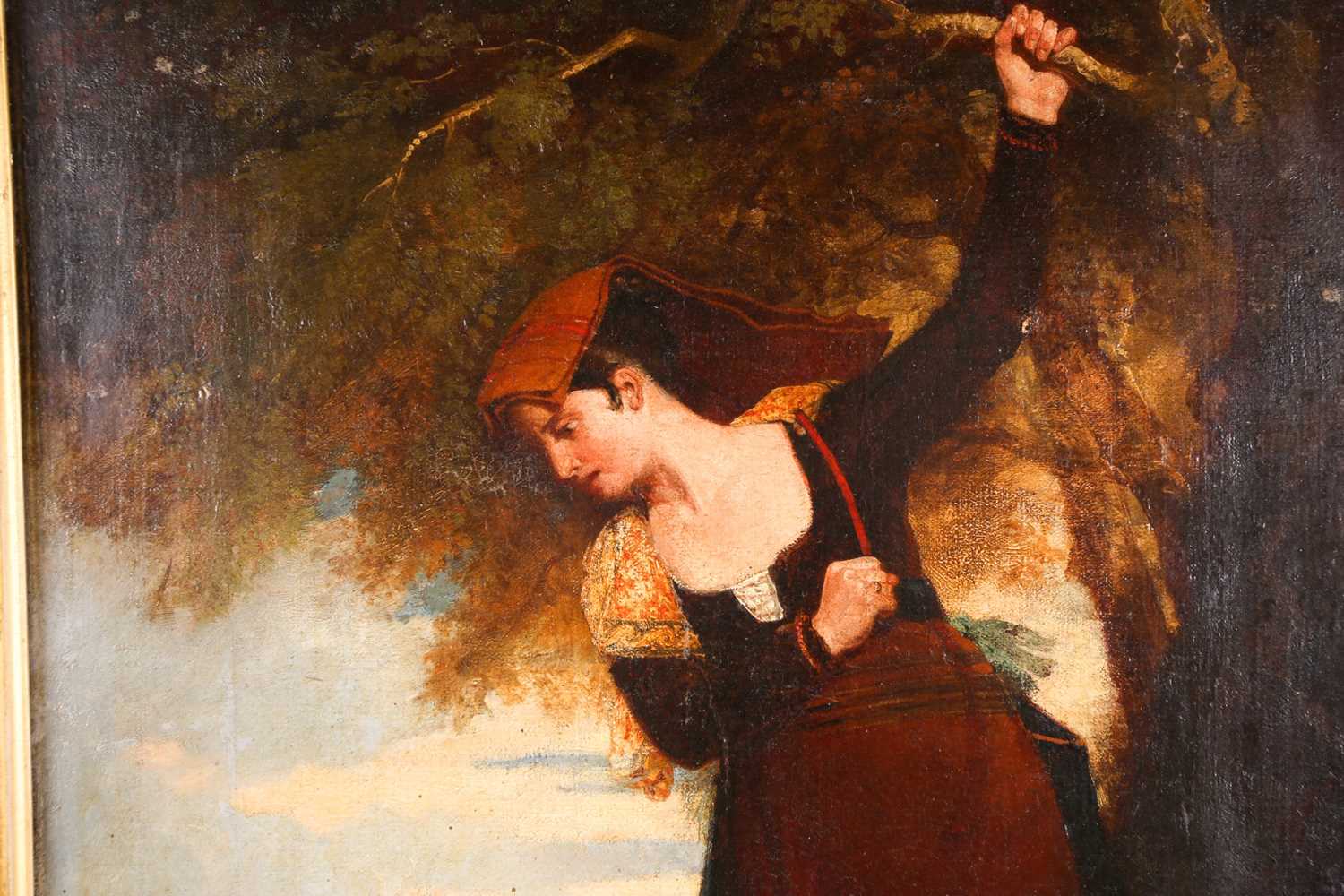 Attributed to Sir Charles Eastlake (1793-1865), study of a woman in a coastal landscape, oil on - Image 3 of 4