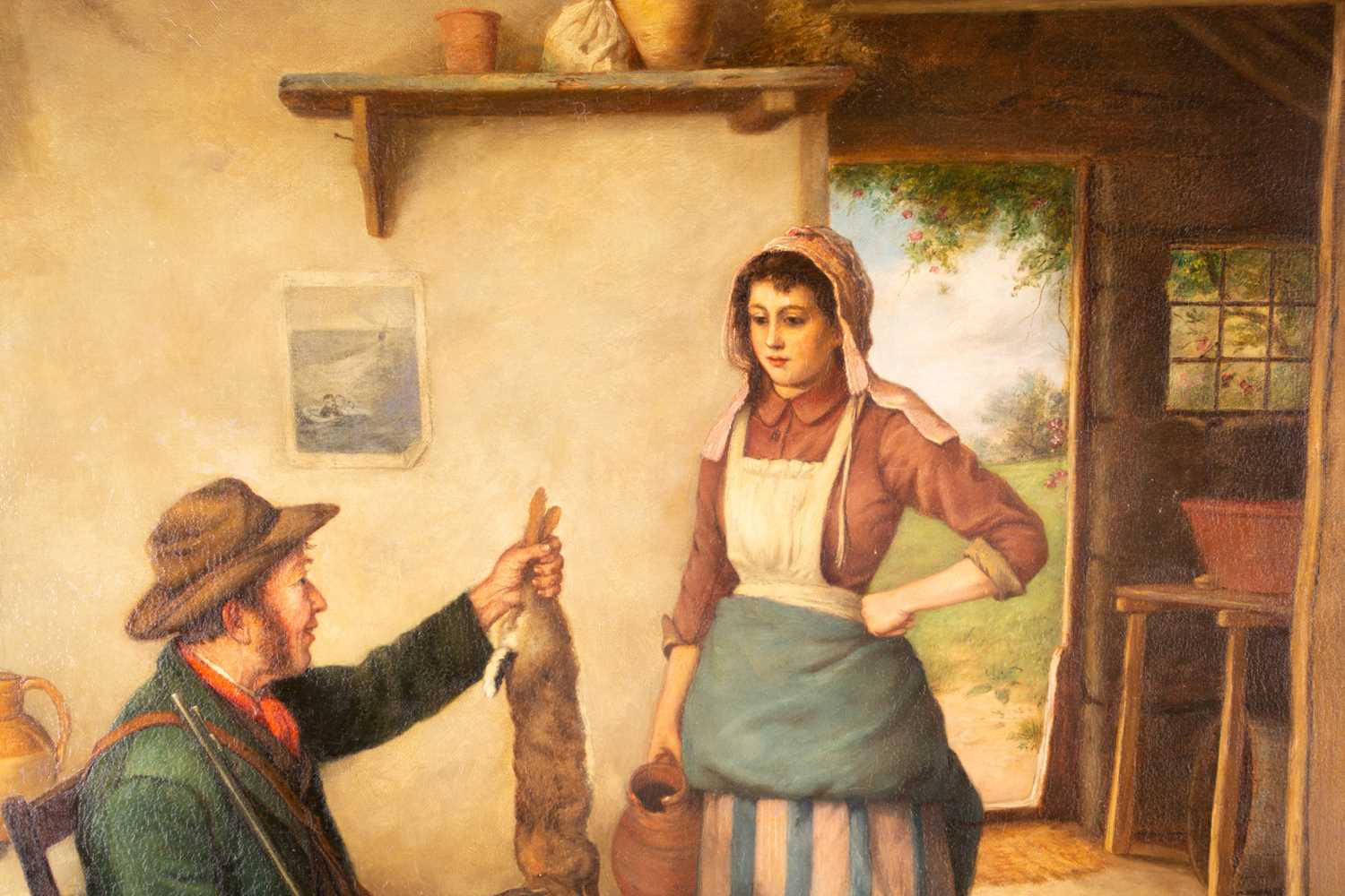 Reuben Hunt (1879-1962), 'One for the Pot', oil on canvas, signed to lower left corner, 75 cm x 62 - Image 4 of 6