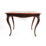 A Louis XV style walnut serpentine centre table with crossbanded and burr walnut veneered top,