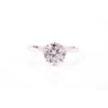 A diamond single-stone ring The old brilliant-cut diamond, measuring approximately 8.8mm x 8.7mm x