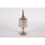 A Victorian silver spice tower, of Judaica interest, Birmingham 1858, possibly Aston & Son, of