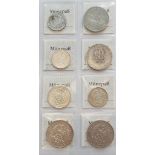 Sachsen, verschiedene Regenten, Sammlung von 12 Silbermünzen: 4x 2 Mark; 3x 3 Mark un