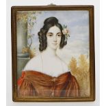 Daffinger, Moritz Michael (1790 Wien 1849), att. Junges Mädchen mit Rose im Haar, vor