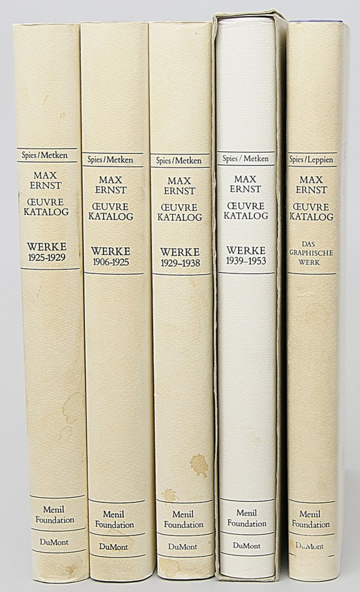 Fünf Bände "Oeuvre Max Ernst" Band 1906-1925, 1925-1929, 1929-1938 und 1938-1953 bzw