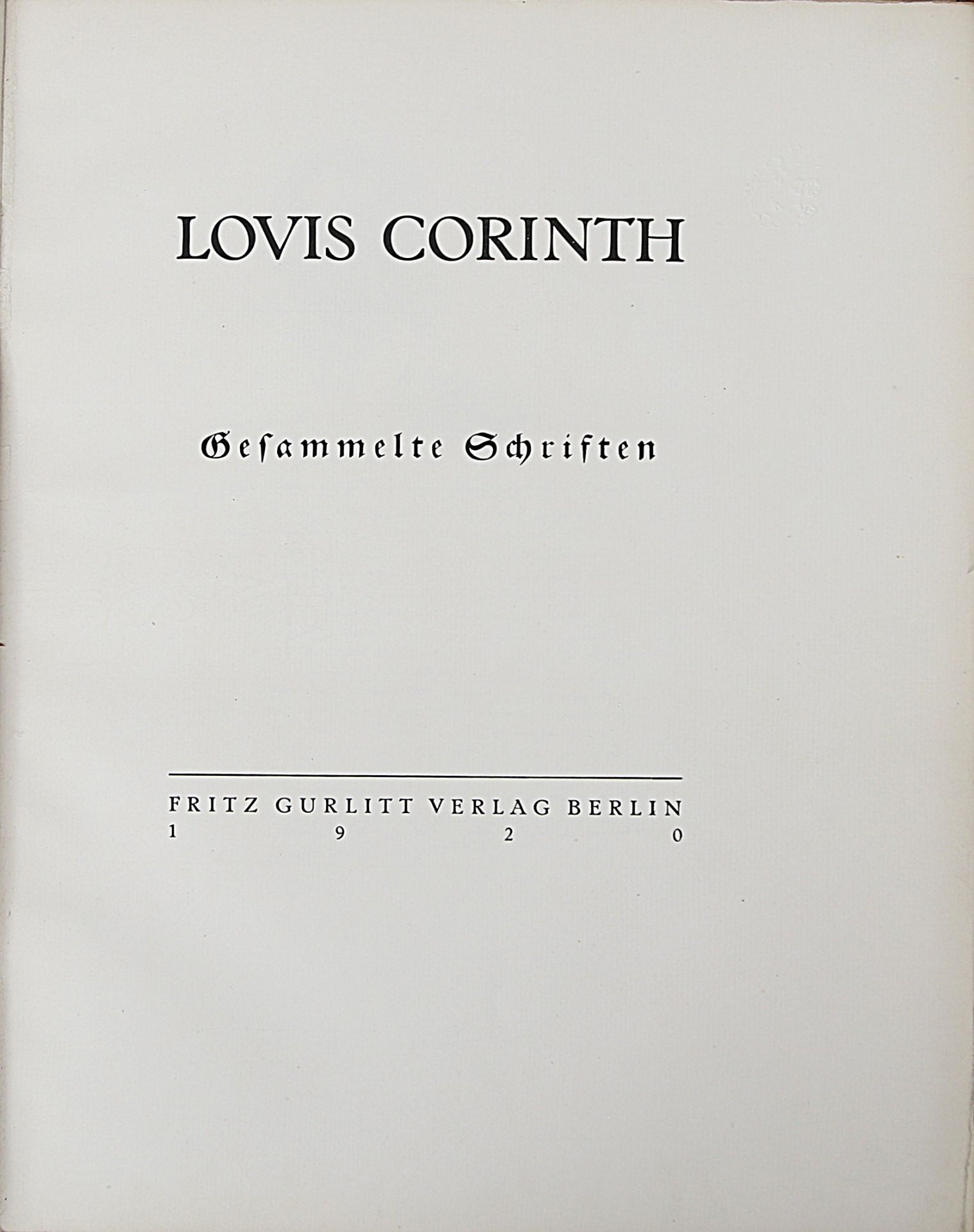 Corinth, Lovis "Gesammelte Schriften". Vorzugsausgabe (ohne Selbstbildnis) mit acht Li - Image 3 of 3