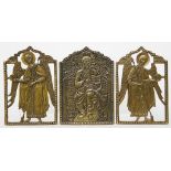 Drei russische Reliefs mit Heiligendarstellungen. Messing, zweimal durchbrochen gearbe