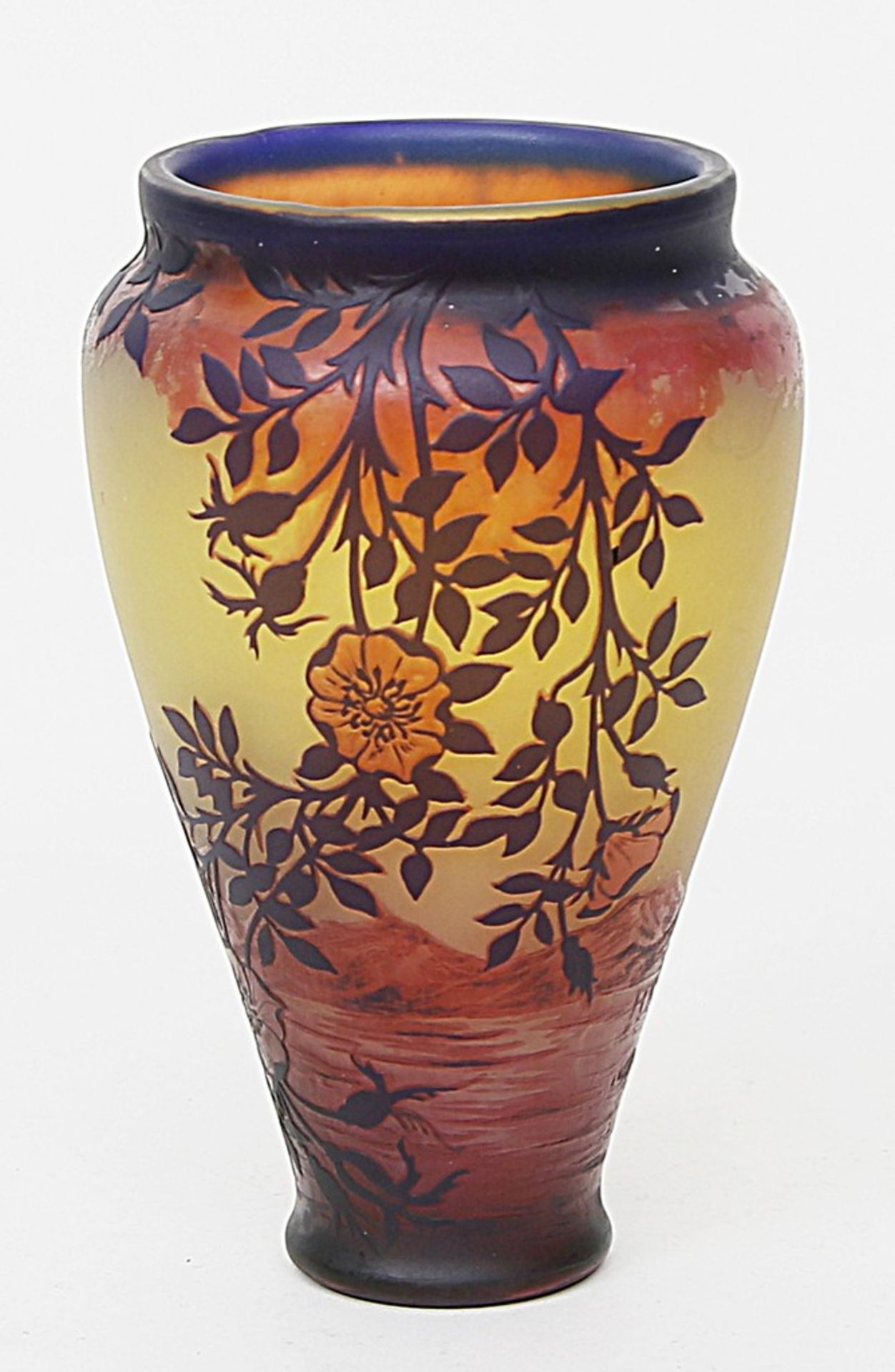 Tutié de Varreux, Camille (1872-1942) Jugendstil-Vase aus grünlichem, matt geätzen