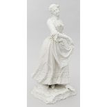 Große Skulptur einer Tanzenden, Meissen. Weiß. Sockelunsterseite und li. Handgelenk
