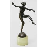 Barner (um 1920) Skulptur eines tanzenden Mädchenaktes. Schwarz patinierte Bronze. Au