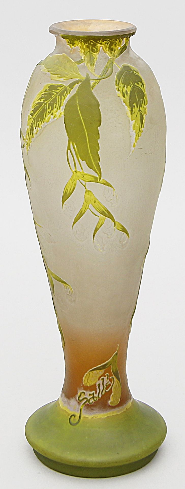 Gallé, Emille (1846 Nancy 1904), Werkstatt Jugendstil-Vase. Farbloses Glas mit hell b - Bild 2 aus 5