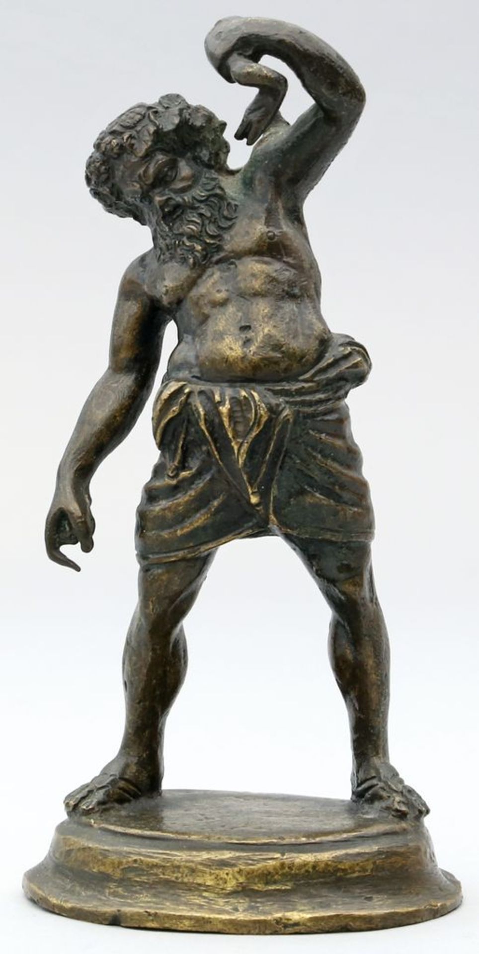 Skulptur "Bacchus". Patinierte Bronze. Aufsatz fehlt. H. 12,5 cm.