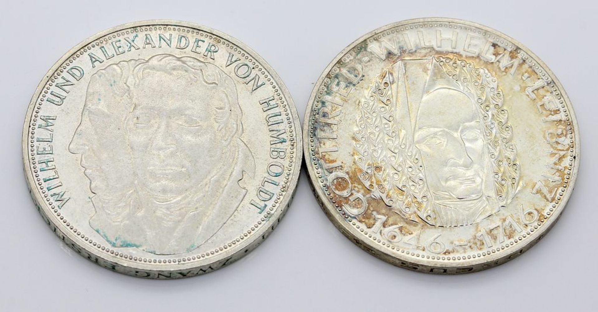 5 DM Leibniz 1966 und 5 DM Humboldt 1967.