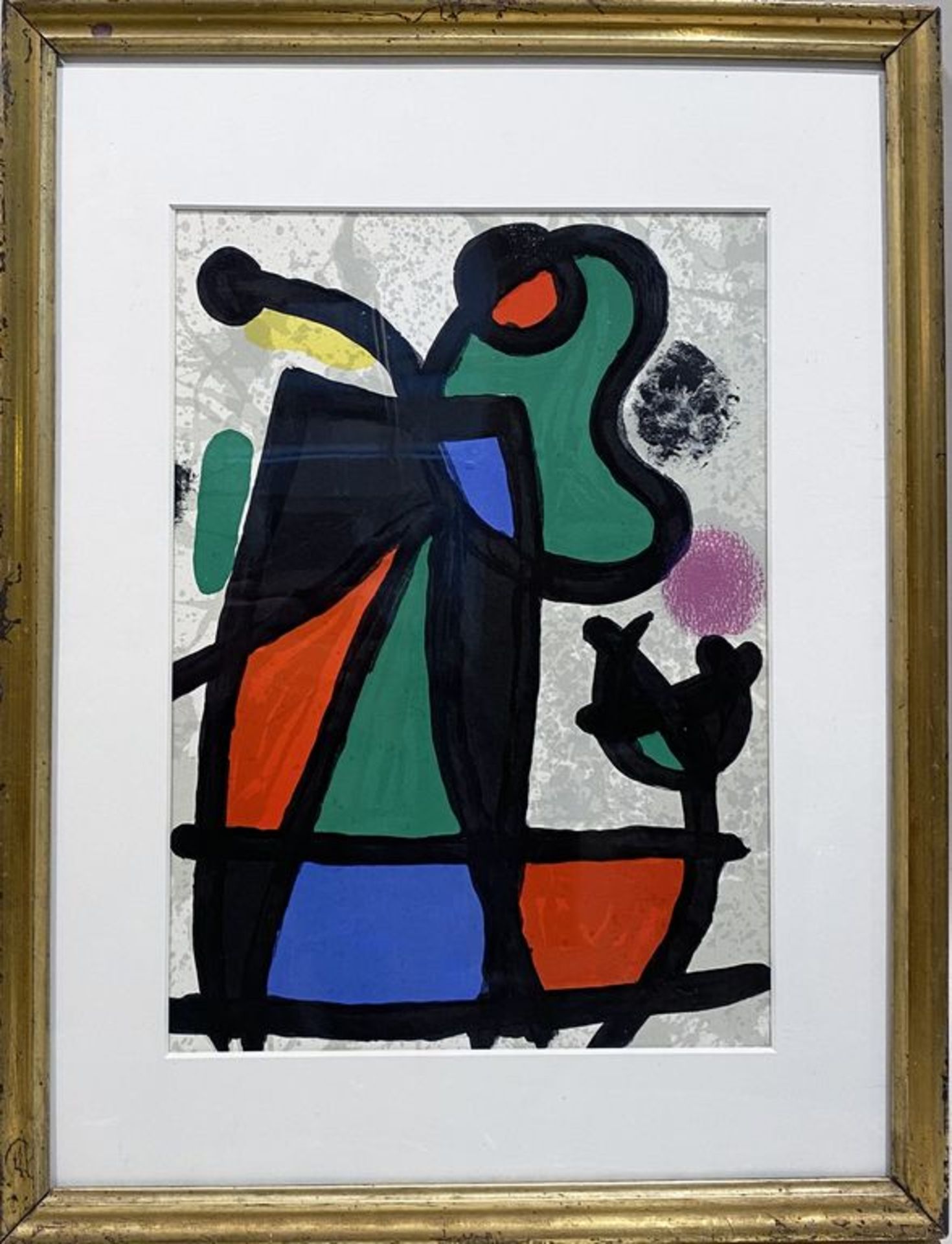 Miró, Joan (1893 Barcelona - Palma 1983) "Derrière le mirroir". Farblithographie/Papier. PP.-Ausschn