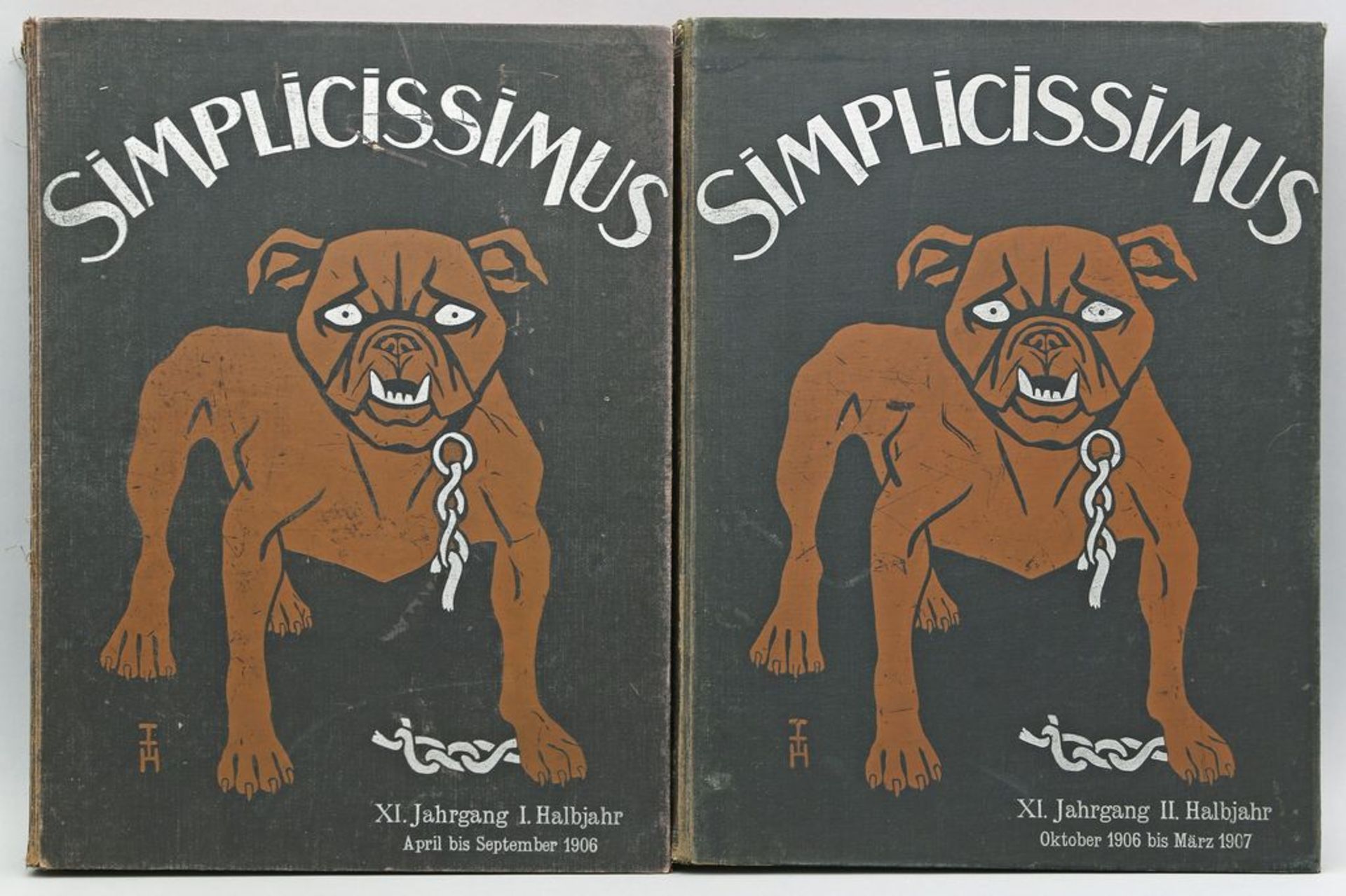 2 Bände Simplicissimus, Illustrierte Wochenschrift, 1906 und 1907.