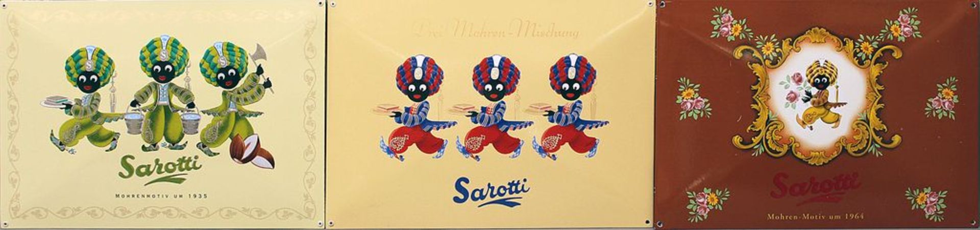 3 Emailschilder "Sarotti".
